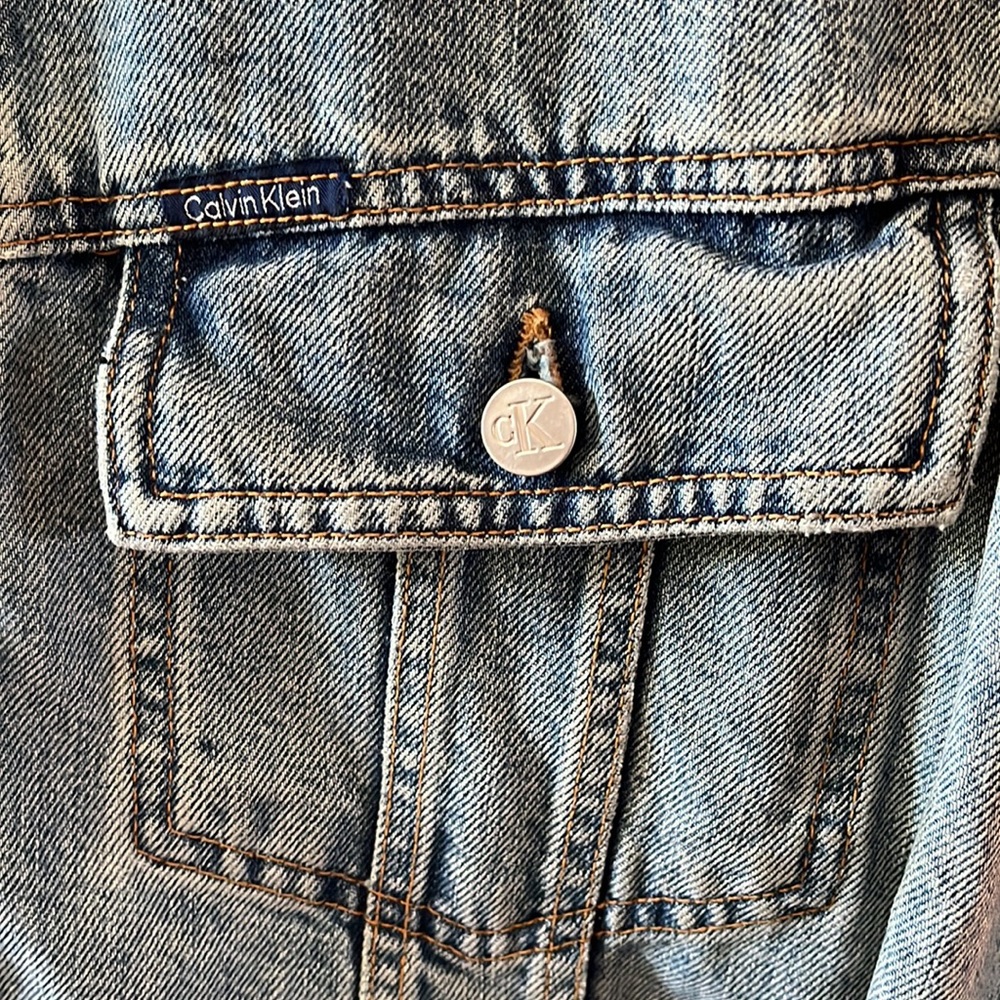 Vintage Calvin Klein Men's XL Denim Jean Jacket, Stone Washed - Picture 3 of 8